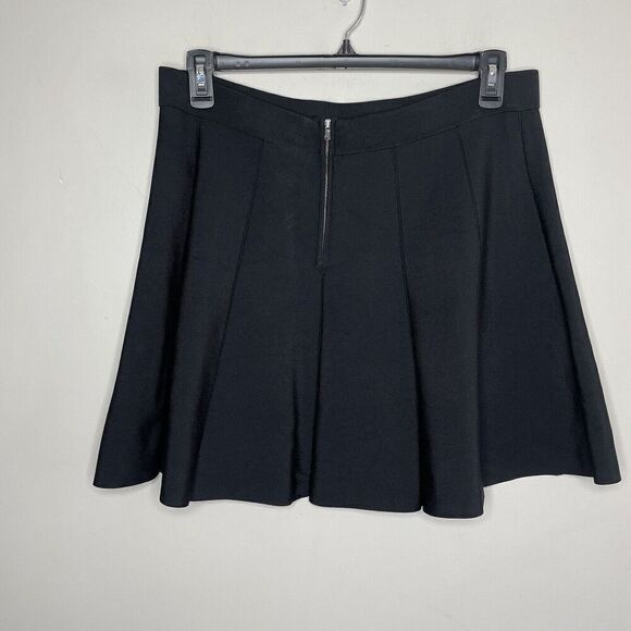 PARKER Pleated Skirt Womens XL A-Line Solid Black Rear Zip Mini 34" Waist - Picture 5 of 10